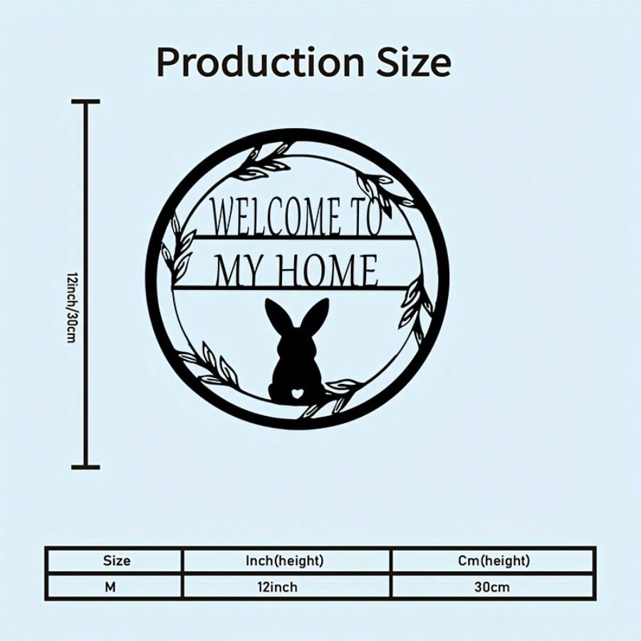 

Metal Rabbit Welcome Sign Wall Decor Iron Black Farmhouse Porch Home різнокольоровий
