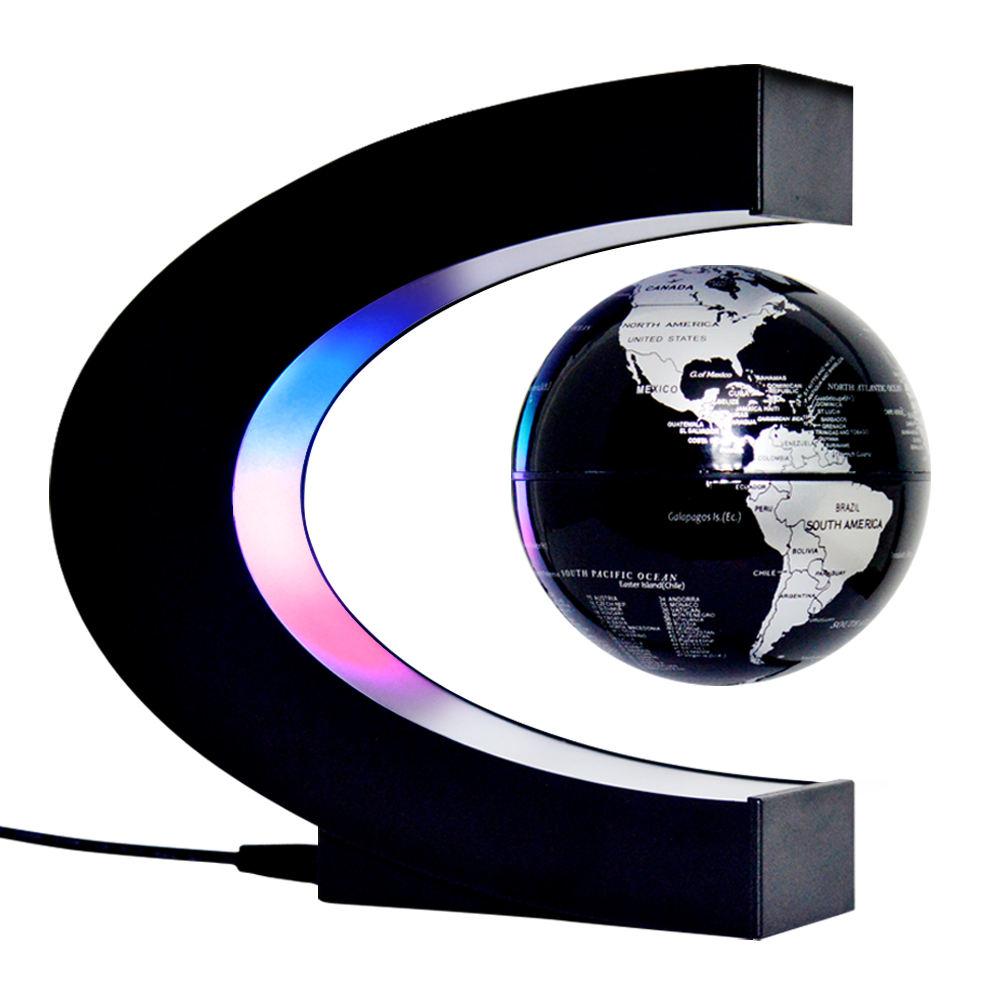 Teaching Tool for School C Shape Magnetic Levitating Floating Globe World Map Globe for Decoration чёрный