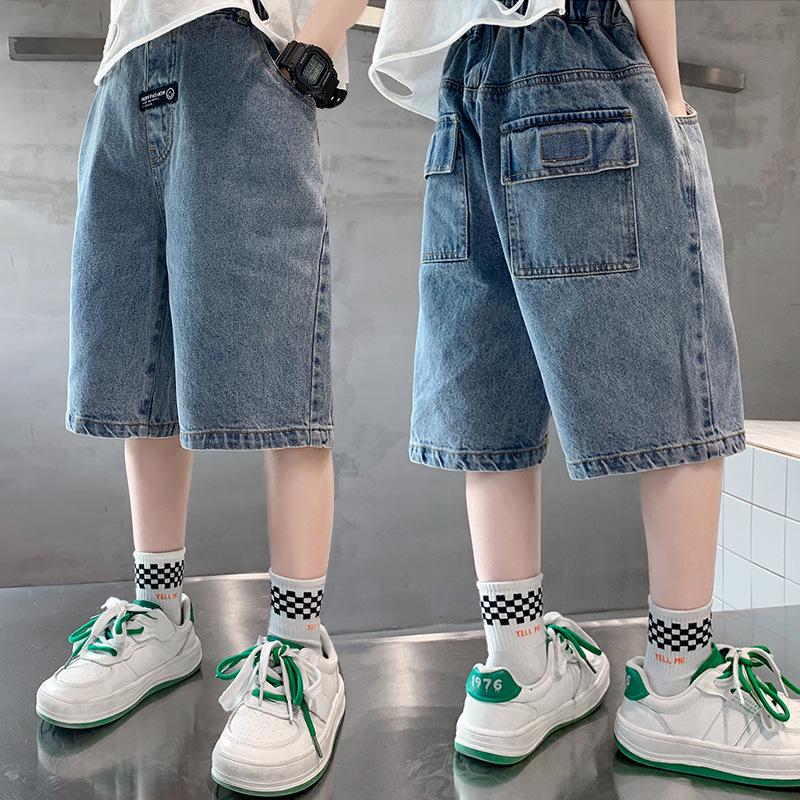 Boys' Summer 2026 Trendy Denim Shorts - Cool Mid-Length Five-Point Pants