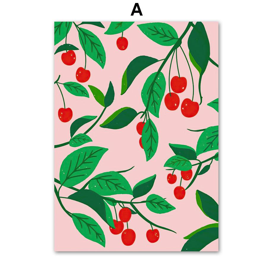Fruit Market Lemon Cherry Orange Vintage Posters and Prints Wall Art Canvas Painting Flower Market Pictures Shop Kitchen Decor