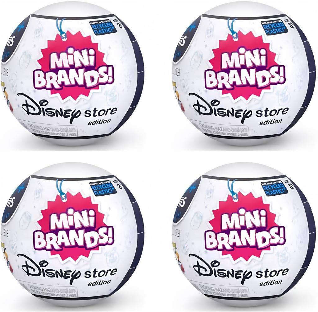 5 Surprise Mini Brands Disney Store Exclusive Series 1 Capsule Toy Collectible (4 Capsules)