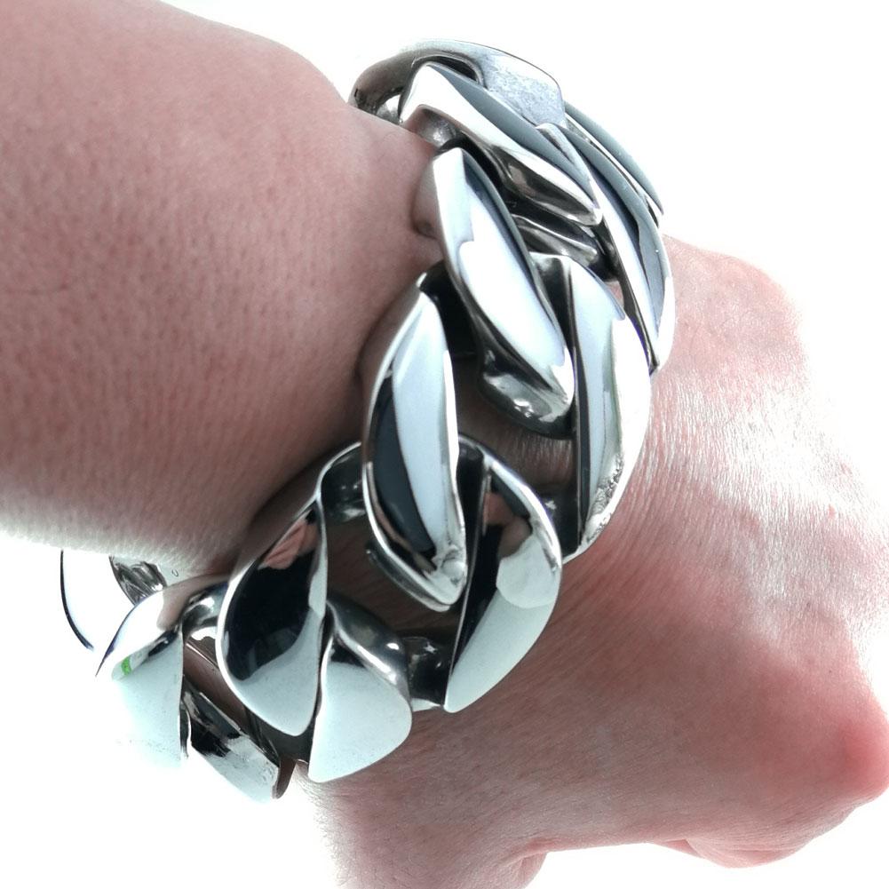 32mm width bling massive 316L stainless steel steel tone Hip hop bracelet designer chrams