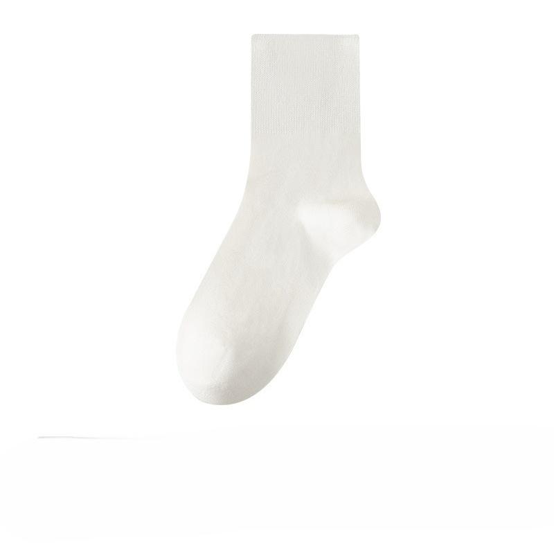 Pure Cotton Women's Autumn Thickened Loose Mid-calf Socks, Antibacterial, Sweat-absorbing and Deodorizing Solid Color Autumn and Winter Socks