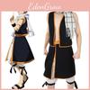 Conjunto de Fantasia Cosplay Premium de Fairy Tail Natsu Dragneel Com Cachecol e Saia Estilosos