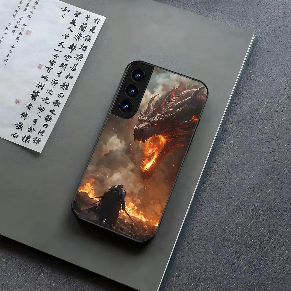 Dragon Phone Case For Samsung S24, S25 22,30,Note20,Ultra,Lite,Ultra5G,Plus,FE Black Cover