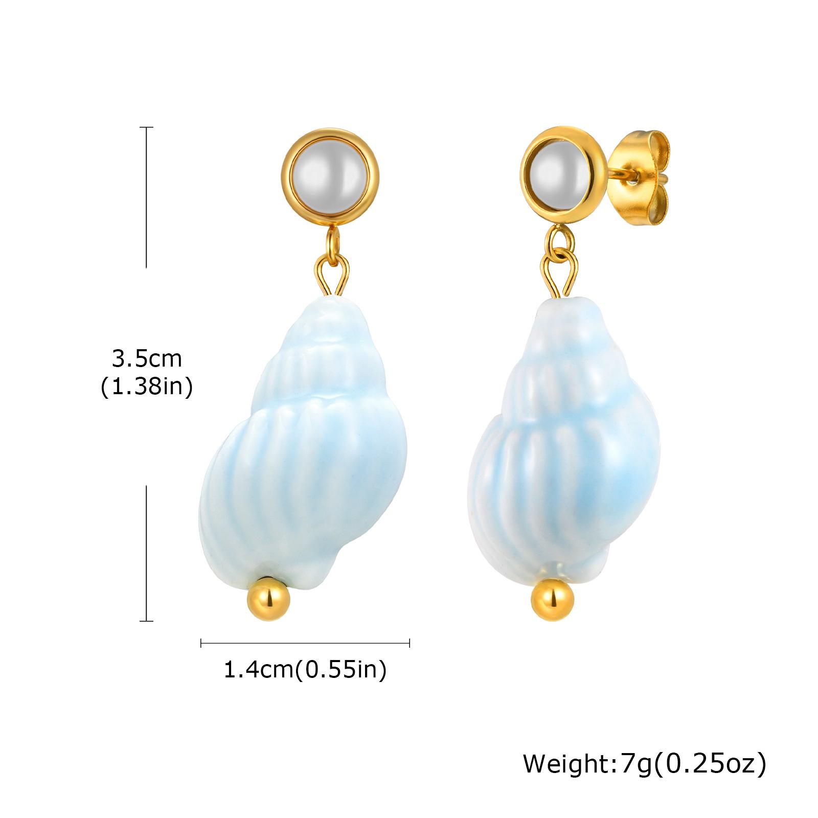 

Light Blue Ceramic Conch Fish Dangle Earrings for Women, Waterproof Ocean Beach Summer Jewelry Holiday Gifts