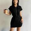 Women's Casual Workwear Style Short-Sleeve Slimming Shirt Dress