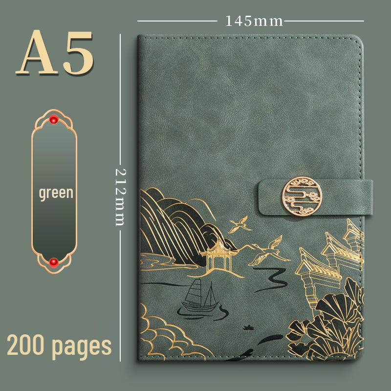 A5 Chinese Style Leather Business Notebook Gift Set