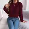Women's Knitted Sweater - Solid Colour Lace-Up Lantern Sleeve Pullover Halloween Ladies' Top