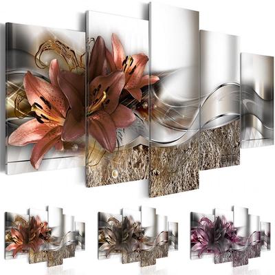 Home Living Room 5-Pieces Picture Flower Canvas Wall Art Painting Oil Unframed