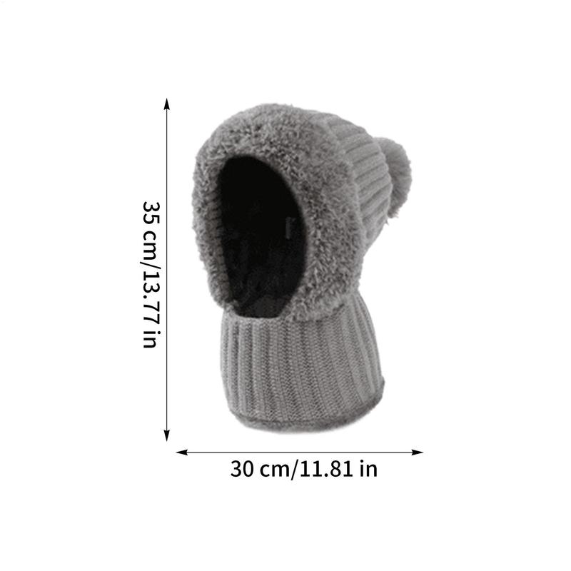 Winter Thermal Hat Soft Beanie with Neck Gaiter Polar Fleece Lining Knit Warm Hat with Ear Flaps for Cold Weather Autumn Hiking