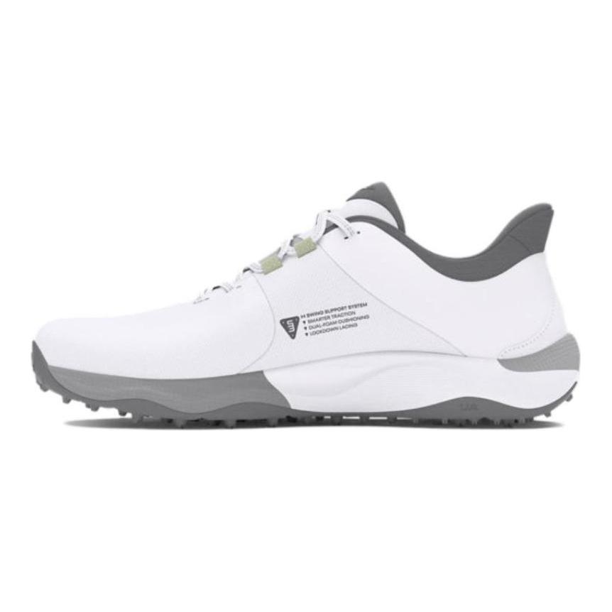 Under Armour Drive Pro Spikeless Golf Wide 'White Metallic Gun Metal' Sneakers 3026921-100