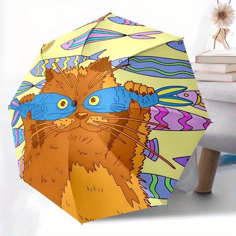 1pc Cat IllustrationAutomatic Open/close, All-Season Portable Folding Umbrella for Friends, Travel, Everyday, Events yy250806055