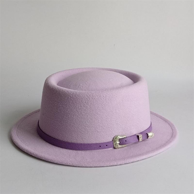 Vintage Pork Pie Hat For Men Wide Brim Felt Black Fedora Church Jazz Ribbon Trilby Panama Gangsters Caps Gentleman'S Style