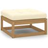 VidaXL 2x Pine Wood Garden Footrests with Cushions Patio Stools Terrace Footrests Outdoor Furniture 805743