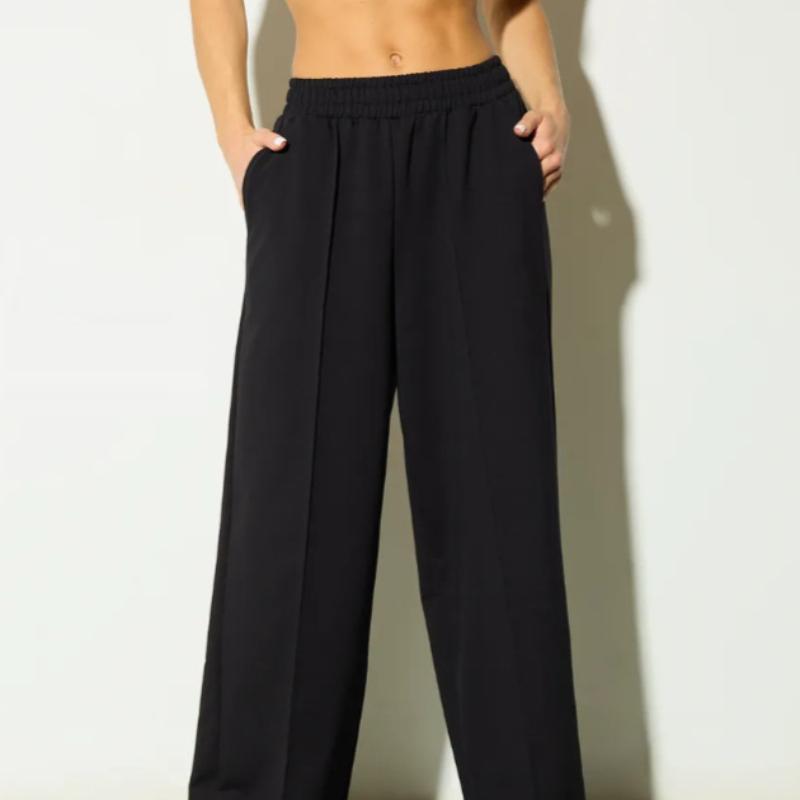 Autumn and Winter Solid Color Casual Wide Leg Elastic Waist Sweatpants Women's Jogging Sports Pants
