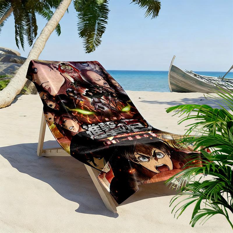 Anime Attack-on-Titan Print Beach Towel, Large Soft Quick Dry Towel for Beach Camping Swimming