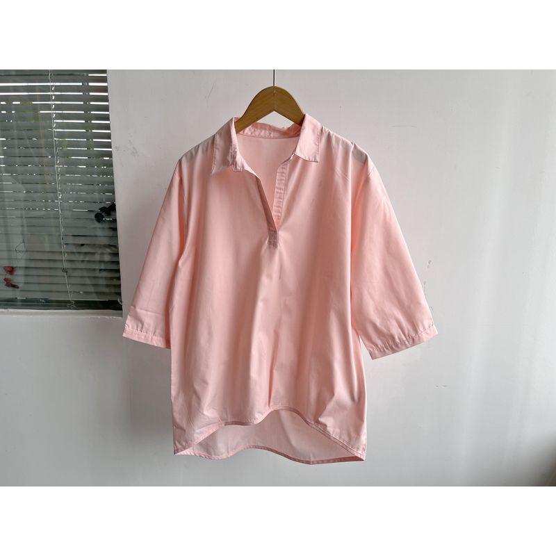 

Этаж 3-44 Весеннее поступление Рубашка с рукавом 3/4 Стильный нишевый топ K-стиль Универсальная удобная повседневная рубашка H2 Pink M