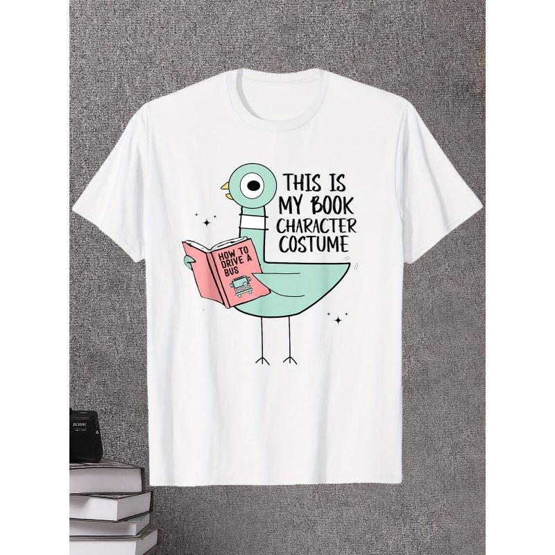 European sizes This Is My Book Character Funny Pigeon Boys Girls Reading T-Shirt