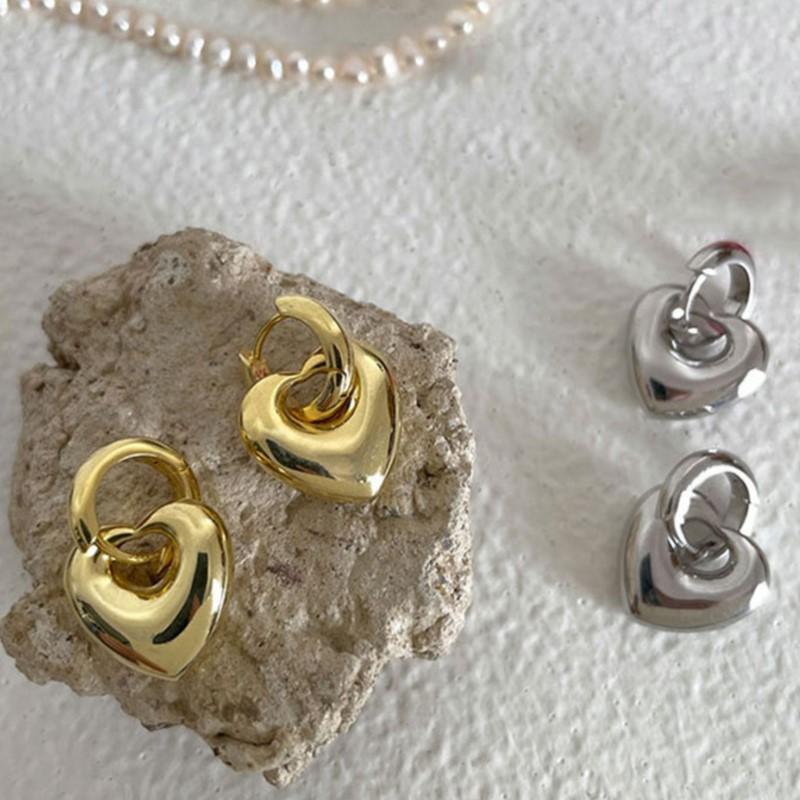 Nuovi Orecchini a Cerchio con Ciondolo a Cuore alla Moda per Donna Dorati Rimovibili Design Amore Fibbia per Orecchio Gioielli Regali