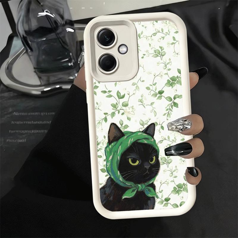 Cute Floral Headscarf Kitten Soft Phone Case for Xiaomi Poco X7 X6 X5 Pro X4 Gt X3 F7 Ultra M8 M7 Redmi 15C 15 14C 13 13C 12 12C