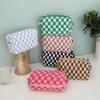 Korean Ins Checkerboard Knitted Cosmetic Cases For Women Ladies Large Capacity Lattice Makeup Bags Plaid Beauty Organizer Pouch