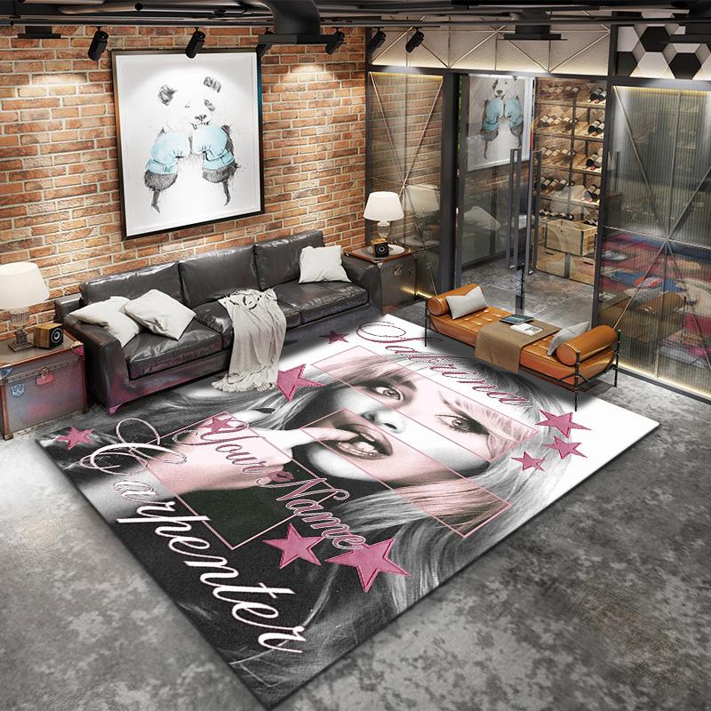 Sabrina Carpenter Fan Art Brugerdefineret Navn Tæppe til Stue Soveværelse Hjem Sofa Dekoration Børns Leg Skridsikker Gulvmåtte