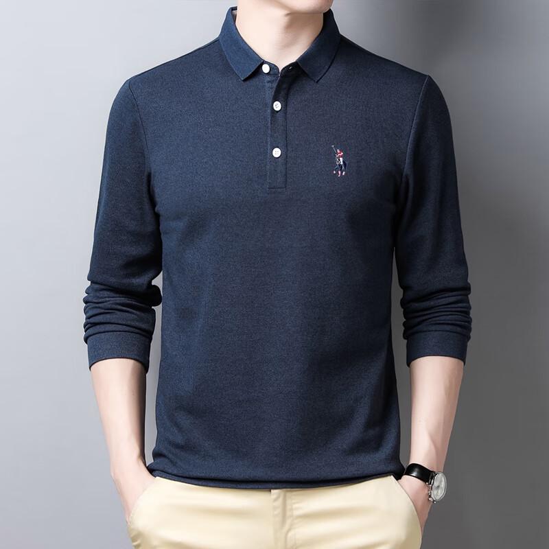 Men s Cotton Blend Lapel Long Sleeve T-Shirt 185/100A