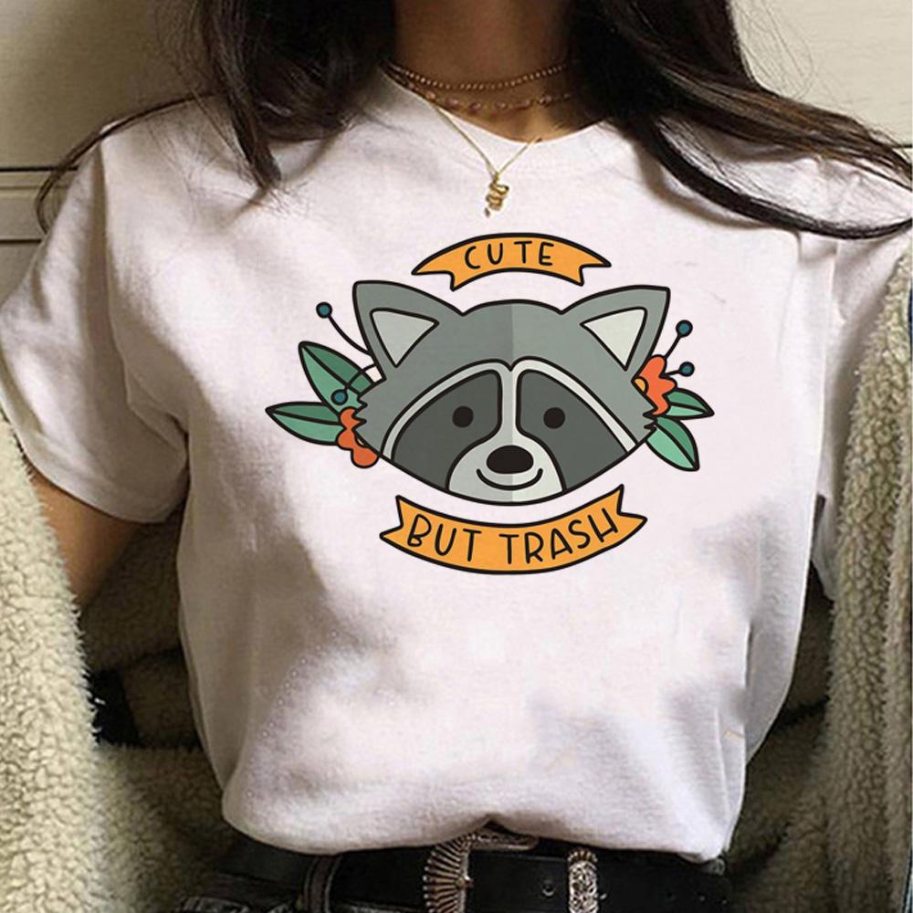 Racoon top women designer streetwear t shirt girl y2k 2000s clothing