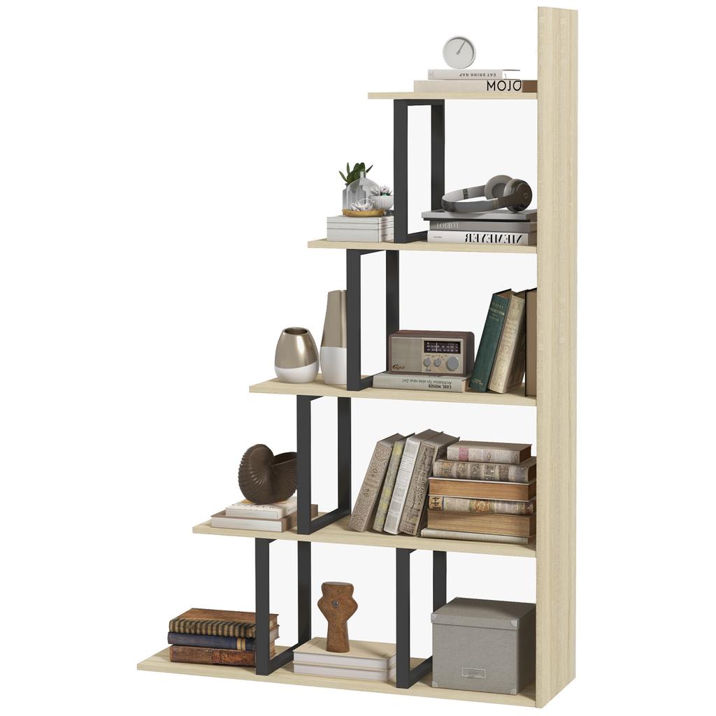 5-Tier Bookcase, Wooden Ladder Bookshelf Display Stand, Oak