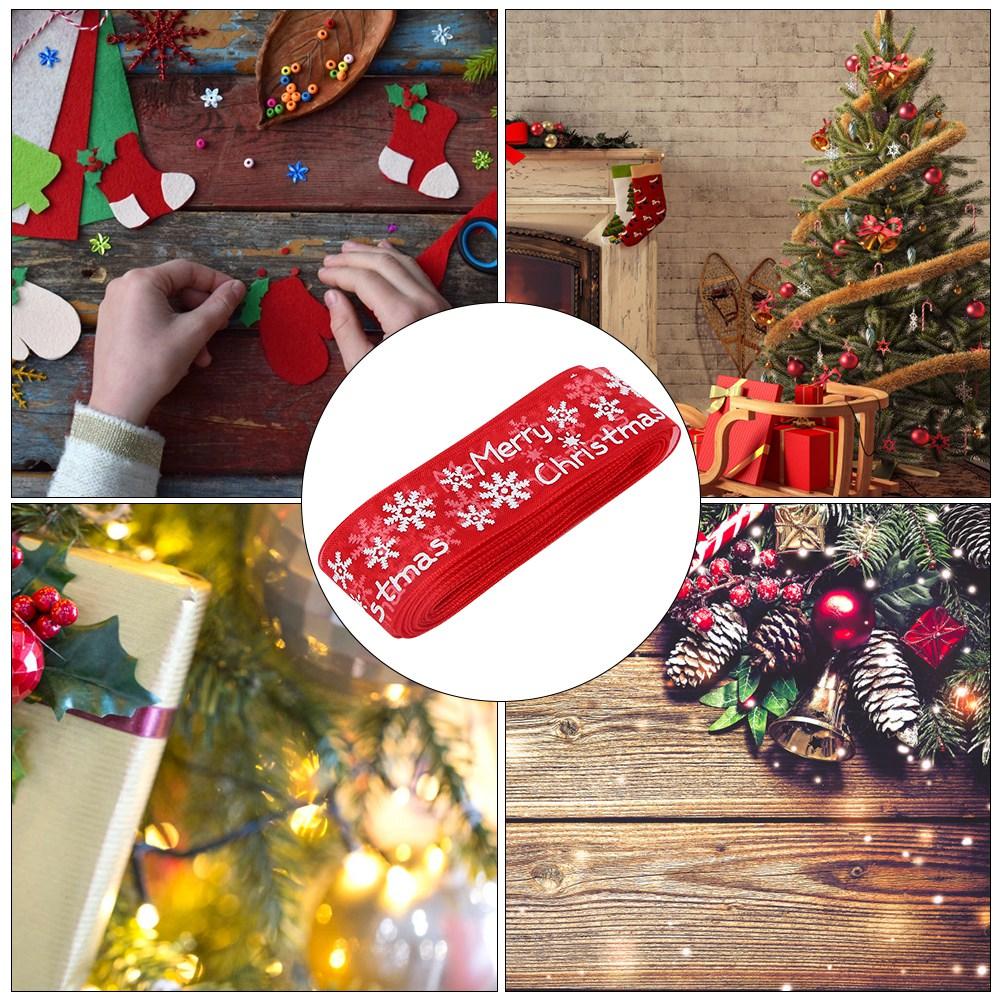 25mm 5Yards Printed Flowers Christmas Ribbon    Sewing Gifts Packing Belt Decoration