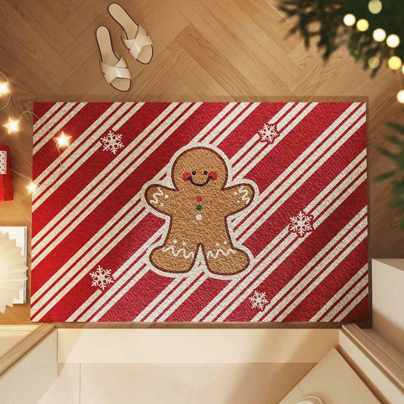 Christmas Entrance Door Floor Mat, Red Festive And Festive Atmosphere, Entrance Entrance, Dirt-Resistant And Easy To Take Care Of, Silk Ring Floor Mat 40*60cm
