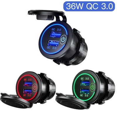 Quick Charge 3,0 Dual USB Buchse 12 v/24 v Auto Ladegerät Touch Schalter Voltmeter Elektronische Feuerzeug USB schnelle Ladegerät Buchse