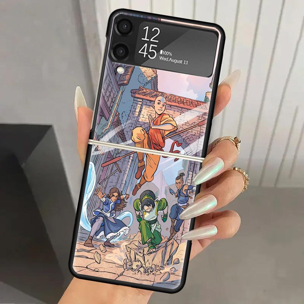 Anime Avatar The Last Airbender Hard PC Phone Case For Samsung Galaxy Z Flip 6 5 4 3 Black Cover ZFlip6 Flip5 Flip4 5G Foldable
