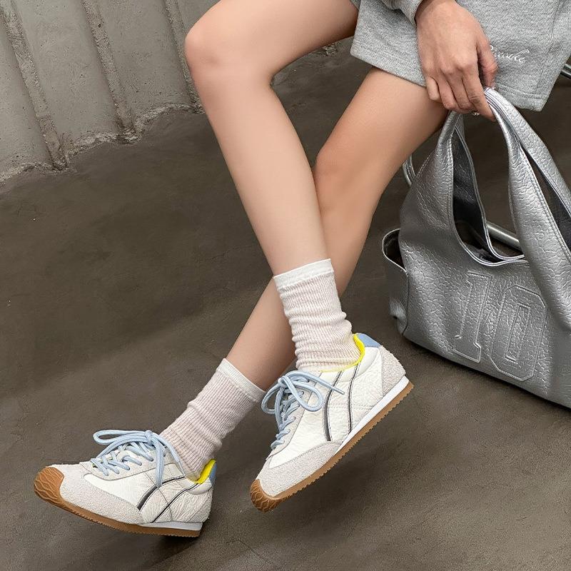Leisure Sports Women's Spring and Summer New Leather Breathable Color Matching Light and Comfortable Little White Shoes
