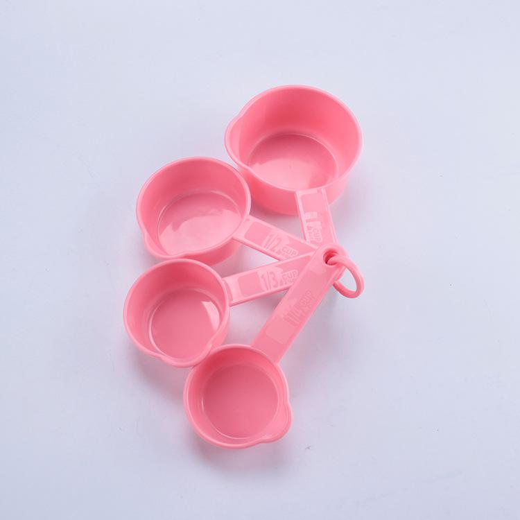 10-Piece Pink & White Plastic Measuring Spoon Set for Baking