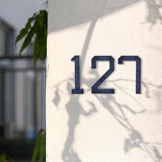 Solar Address Number Sign, LED Lighted House Number for Outdoor, Auto On/Off, Waterproof Garden Door Decoration
