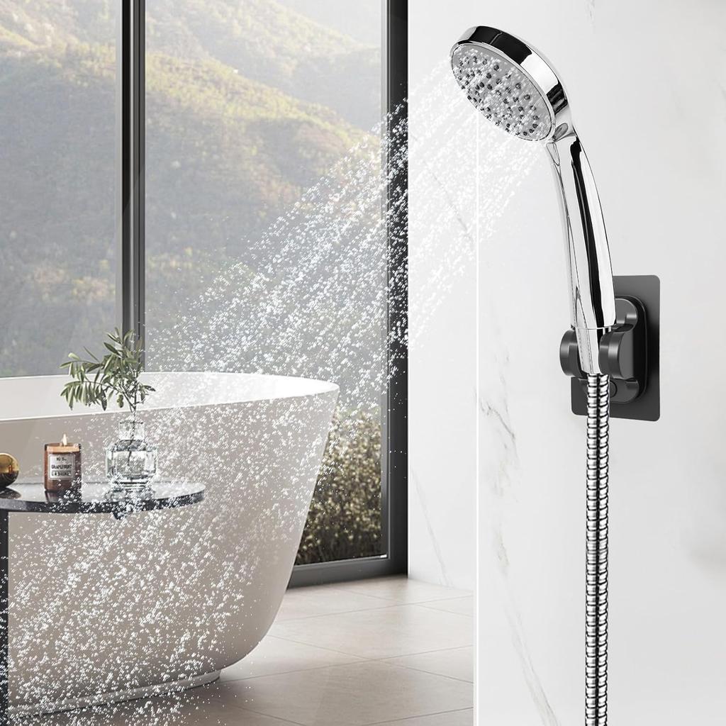 1PC Wall Mount Strong Adhesive Shower Head Holder ABS Waterproof Adjustable Bathroom Shower Bracket Easy Installation Base