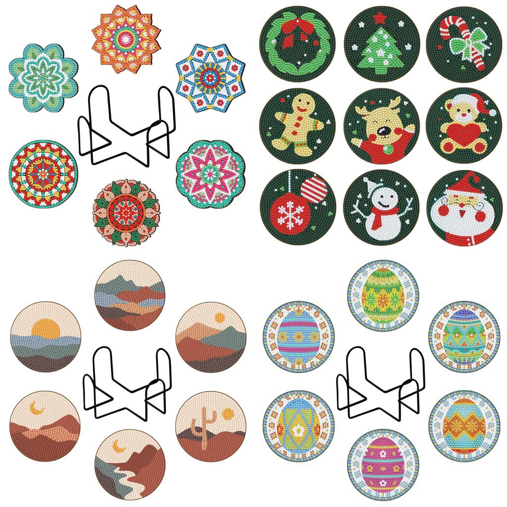 Diamond Painting Wooden Coasters Diy Landscape Art Set For Home Decor And Gift