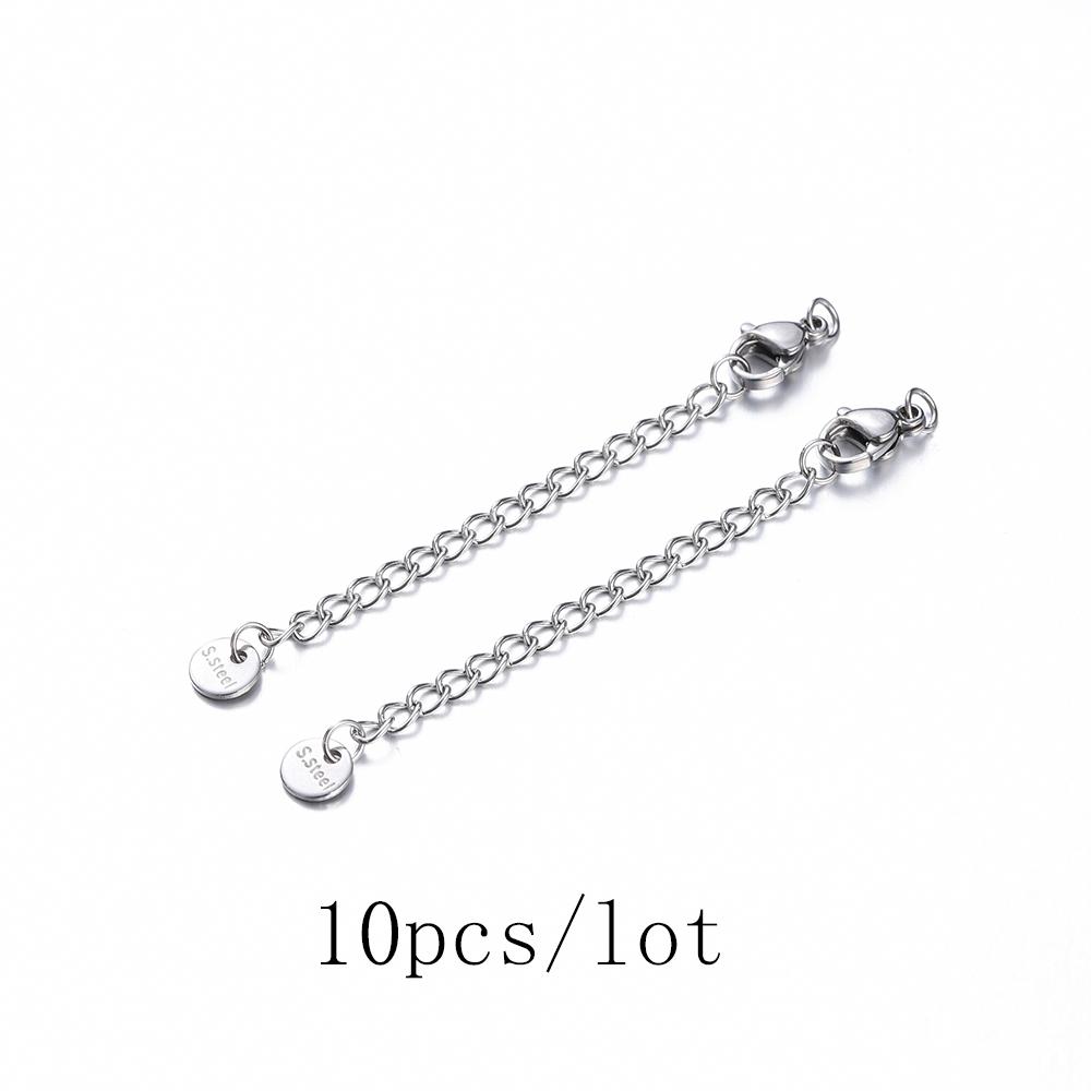 10/50pcs Stainless Steel Extension Chains with Lobster Clasps Connector Link Necklace Tail Making DIY Bracelet Accessories