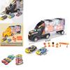 Ultimate Toy Truck Carrier Play Set With 4 Vibrant Mini Cars And Road Signs