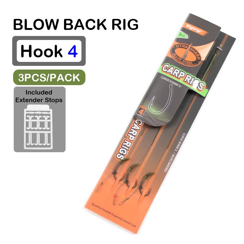 

3 шт./уп. Готовый карповый монтаж Blow Back из легированной стали с покрытием, крючок с изогнутым цевьем, размер 2/4/6, покрытие PTFE, микробородка для карповой рыбалки