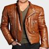 Noora Mens Brown Padded Motorcycle Leather Jacket Stylish Biker Leather Jacket