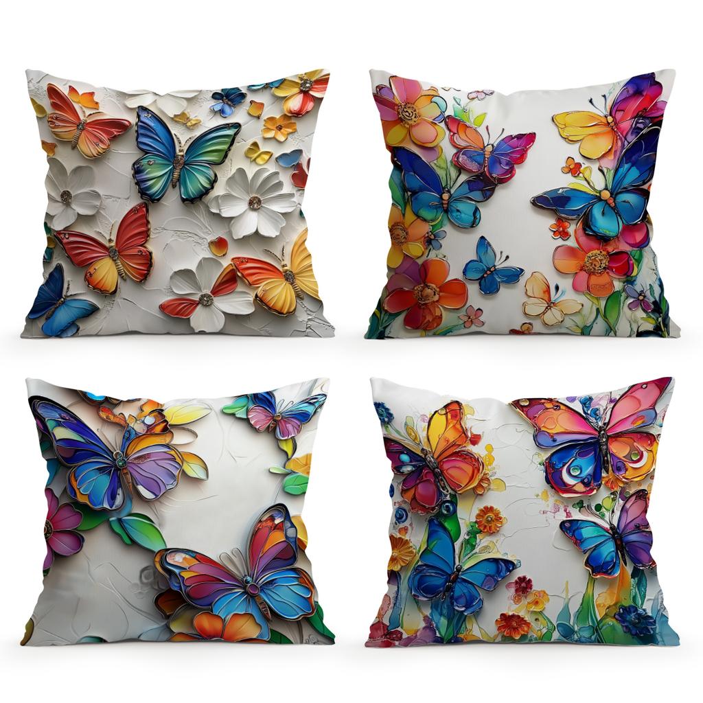 Colorful Butterfly Cushion Pillowcase Printed Polyester 45X45Cm Throw Pillowcover Decorative Sofa Cushion Pillowslip Home Decor