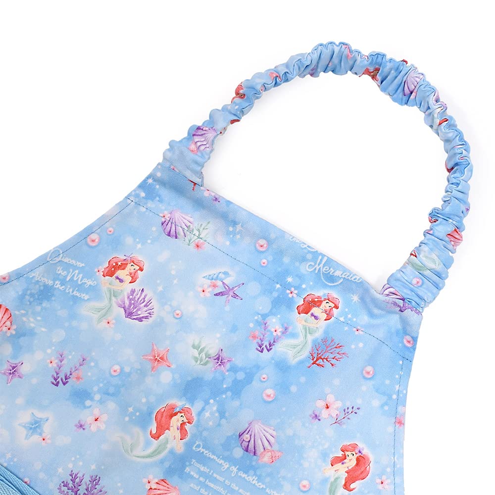 COLORFUL CANDY STYLE Disney Apron Ariel THE LITTLE MERMAID Princess Ariel Set Stylish Kids Apron and Headscarf Set Elastic Kids Apron Stylish Toddler