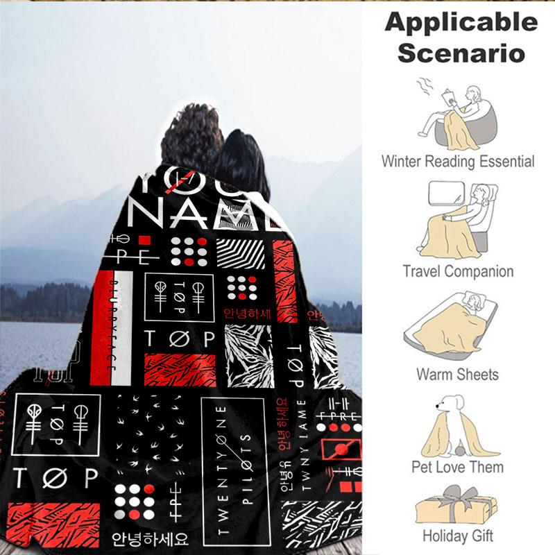 Custom Name Twenty One Pilots Music Evolution Blanket Bedding Blanket for Women Men, Soft Throw Blankets for Couch,Bed, picnic, Christmas gifts