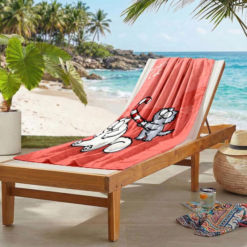 Simon'S Cat Fashion Beach Towel: Ideal for Summer Adventures Soft, absorbent and quick drying suitable for swimming and bathing