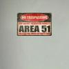 Vintage Alien Warning Area 51 Metal Poster Wall Decor Garage Sign