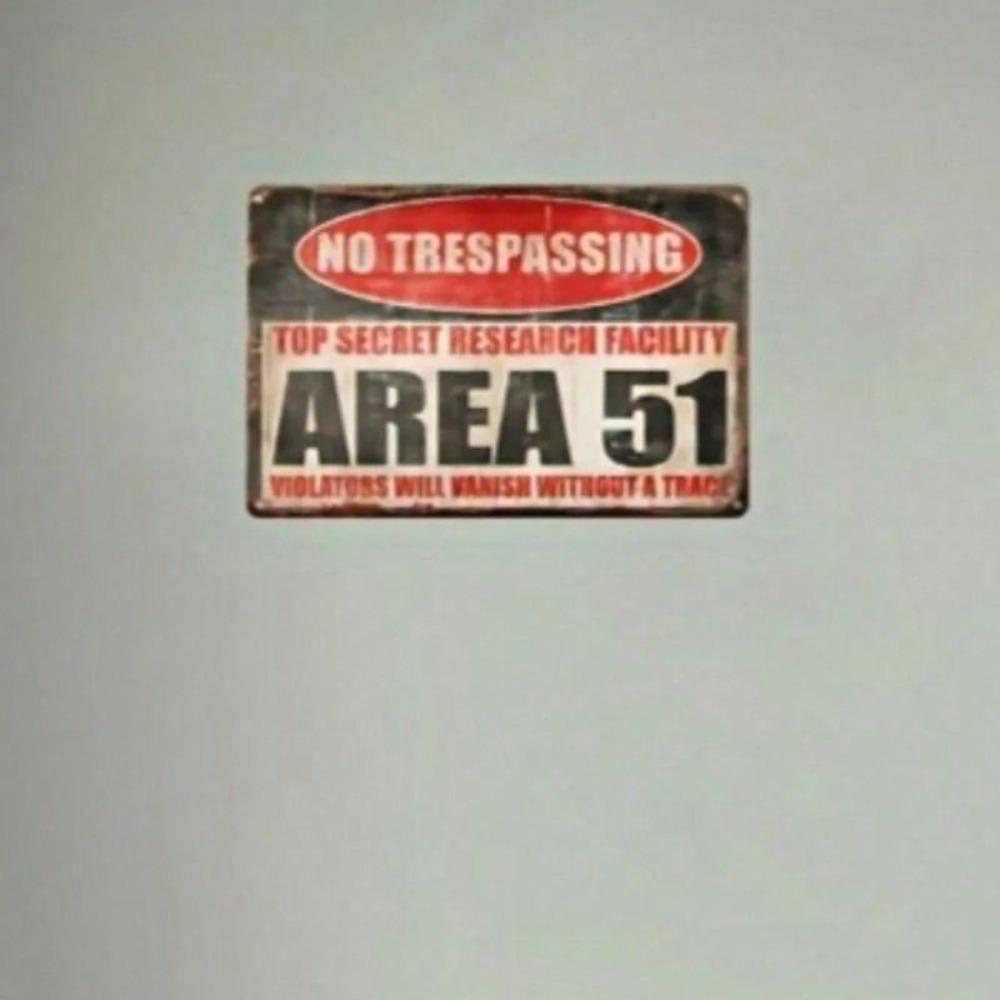 Vintage Alien Warning Area 51 Metal Poster Wall Decor Garage Sign