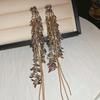 Wheat Tassel Dangle Earrings Electroplated Metallic Long Drop Earrings Wheat Leaf Earrings Glamorous For Formal Events Daily